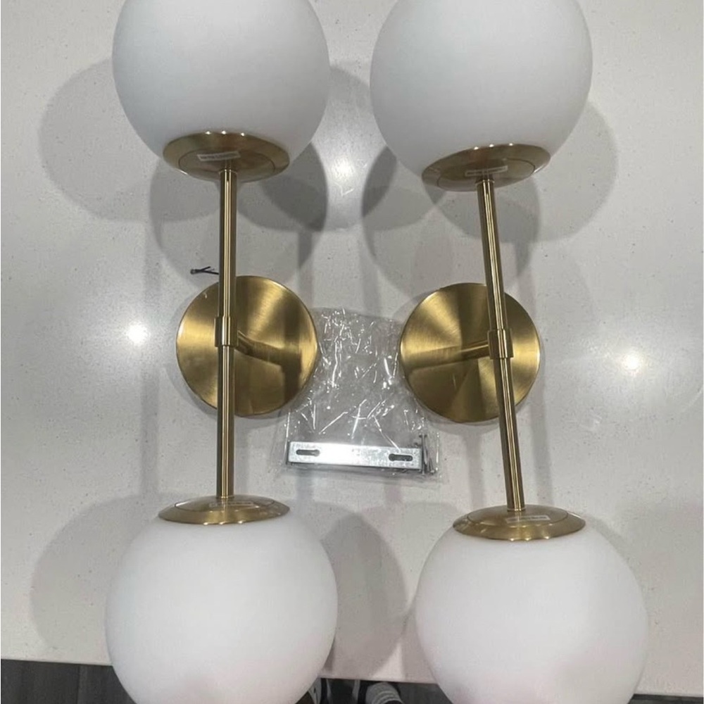 Modern Gold and White Wall Sconce Set